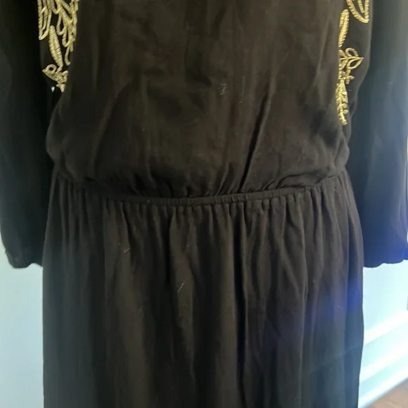 Cost Plus World Market | Dress gold embroidered and black Viscose L/XL - Picture 5 of 9